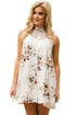 Sexy White Crochet Lace Neck Floral Dress